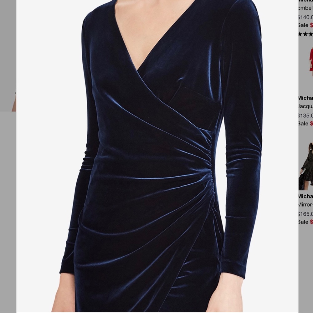 Midnight blue velvet Ralph Lauren surplice dress